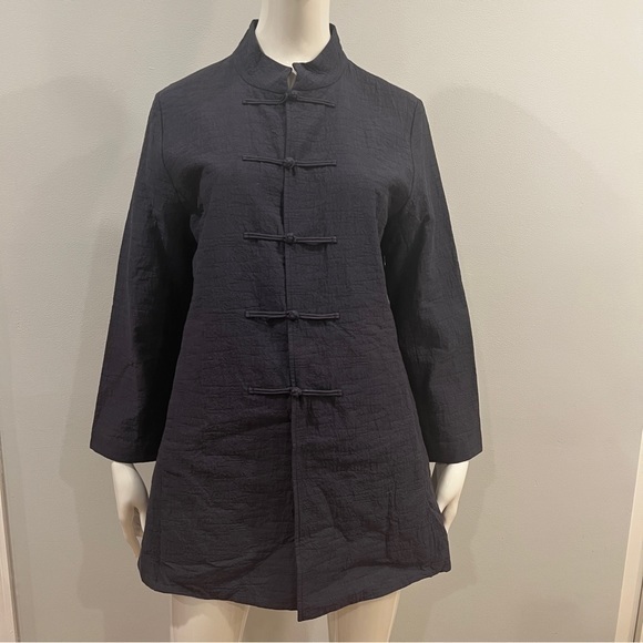 Eileen Fisher Tencel Blend Frog Closure Button Jacket - Picture 1 of 10